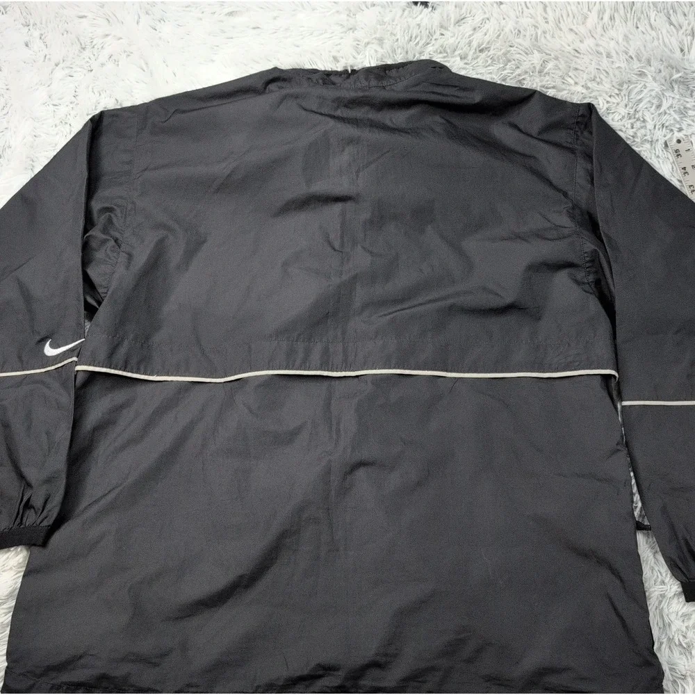 Vintage Nike Jacket Mens XL Black 90's Windbreaker Half Zip Up Pockets Swoosh